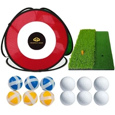 PrimePeak Goods Pop Up Golf Chipping Net Set With Mat And Balls. Indoor/Outdoor