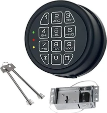 Electronic Gun Safe Lock Replacement Black Keypad with Solenoid Lock & 2 Key