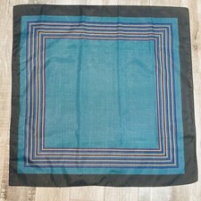 Nice 1960's Houndstooth Black Blue Yellow Plaid Scarf Classic Hollywood England