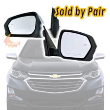PAIR For 2018-22 Chevy Equinox Mirror Power/Signal/Blind Spot CHROME (8 Pin) R+H