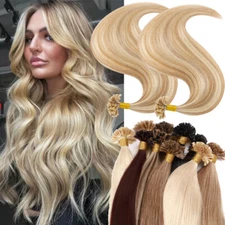 Fusion Pre Bonded Keratin Nail U Tip Remy Human Hair Extensions Full Head 100G