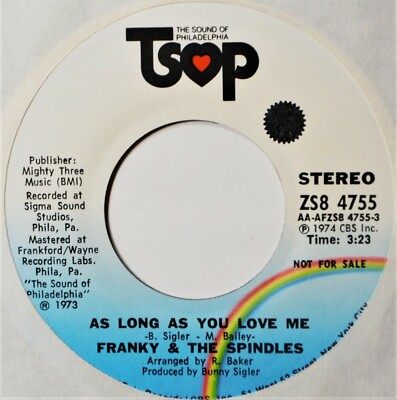 Franky & the Spindles As Long As You Love Me Funky Soul DJ Promo NM 45 7'' Vinyl