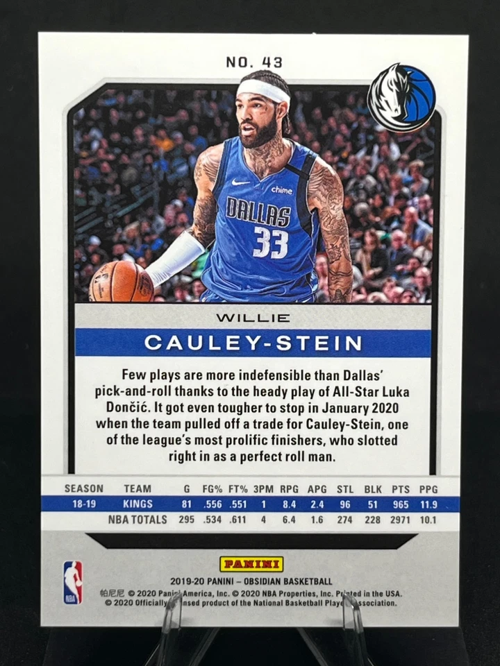 Willie Cauley-Stein 2019-20 Panini Obsidian Electric Etch #43 Dallas Mavericks - Image 2 of 2