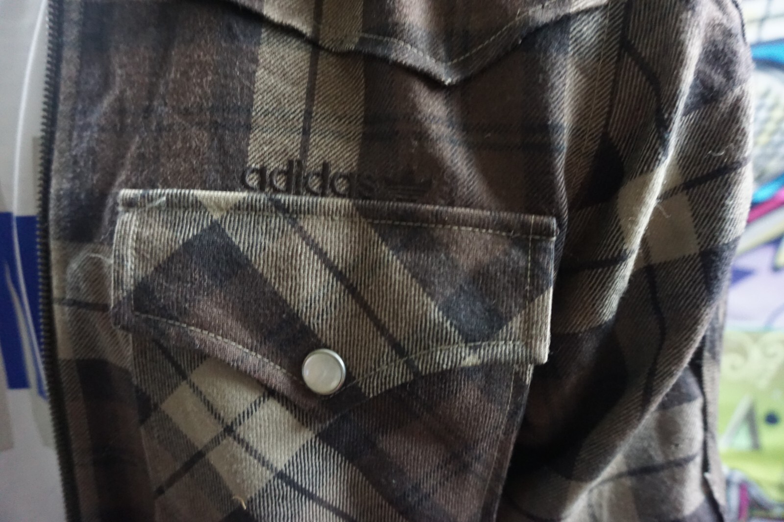 Adidas Originals Brown 3Strpe Chequered Jacket- Sample of 2007 image 3