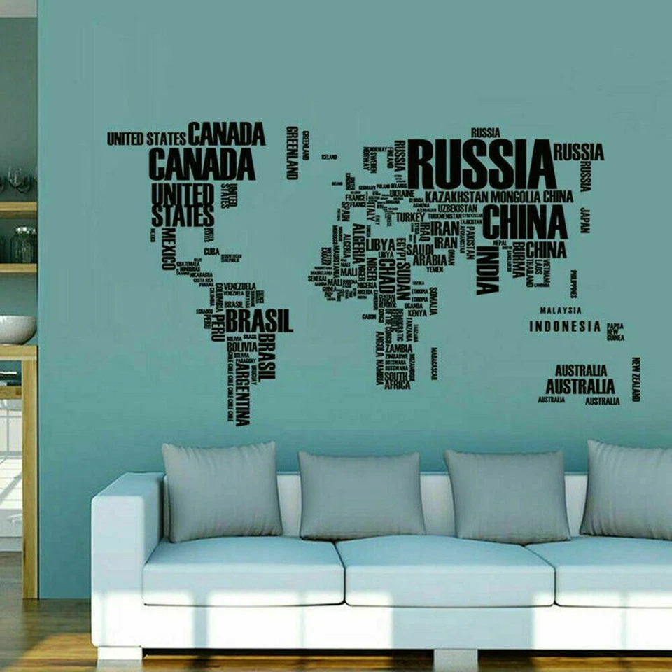 Wall Sticker World Map Letters Home Decor Living Room Office Children's room USA - Image 2 of 4