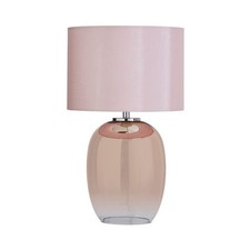 Seychelles Blush Pink Glass Table Lamp Mini Bedside Light Fabric Shade Chrome UK