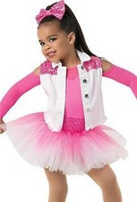 Dance Costume Small Child Pink Weissman 10346 Jazz Sequin Tutu Dress w/Vest