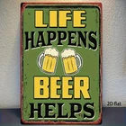 Metal Beer Sign Vintage Life Happens Beer Helps Aluminum Sign 8x12 Funny