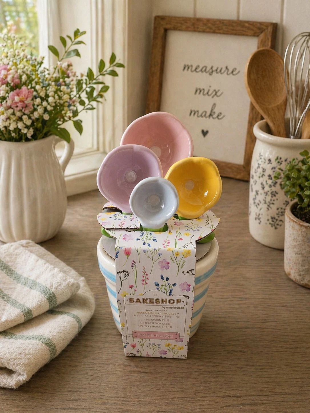 New 4Pcs Flower Measuring Spoons Set in Pot Cute Ceramic Measuring Spoons
Opens in a new window or t