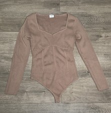 ABERCROMBIE  FITCH Women's Corset Sweetheart Neckline Tan Bodysuit Size Large