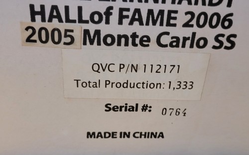 Motorsports Authentics Dale Earnhardt Hall of Fame 2006 Monte Carlo SS 1:16 - Picture 10 of 11