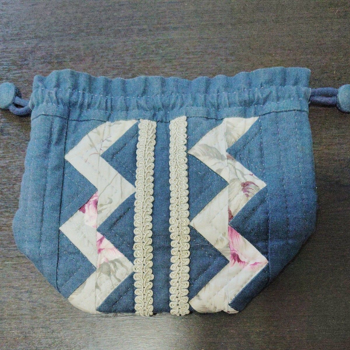 Patchwork Drawstring Bag Floral Quilt Pouch Acces… - image 5