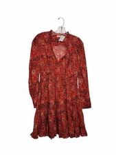 Ulla Johnson Size 4 Red Print Pre-Owned Dress- Ladies