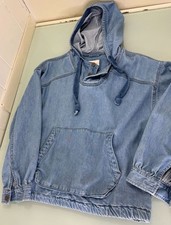 Y2K American Eagle Denim Sudadera con Capucha Pullover Chaqueta Para Mujer XS Cambray Cordón