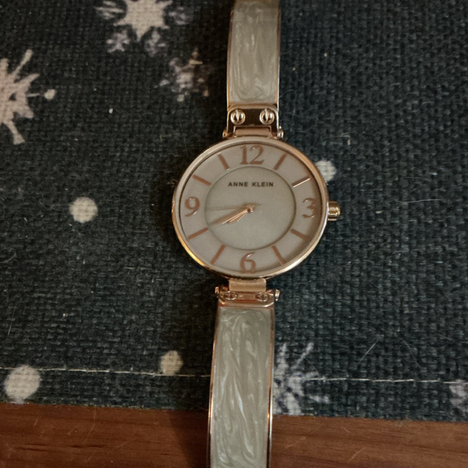 Anne Klein Women’s Analog Wristwatch Gold Metal Bangle White Dial Arabic Dress