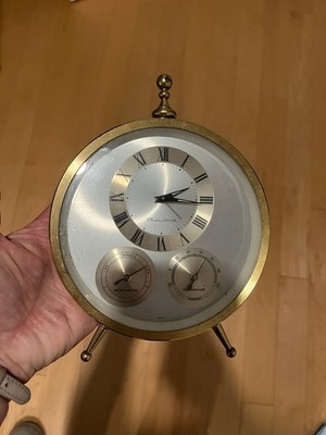 Vintage Bulova Clock, Temperature Gauge & Hygrometer (circa 1970s)