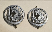 Pair (2) - Vintage French Foreign Legion Military Paratrooper Green Beret Badges