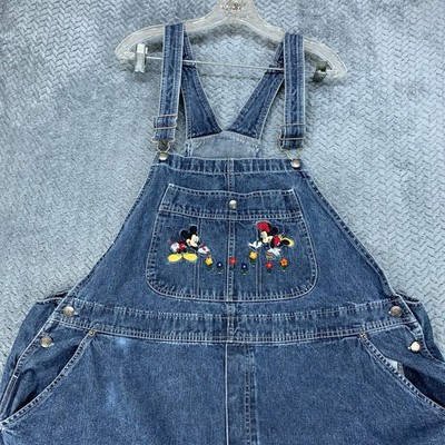 Vintage Disney Plus Overalls Women's 3X Blue Mickey And Minnie Denim Jean Bibs