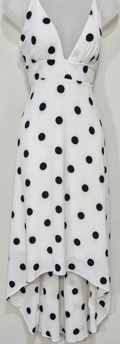 polka dot halter dress forever 21 FOREVER 21 Women's Black and Teal Polka Dot Halter Dress Size Small NEW w TAGS