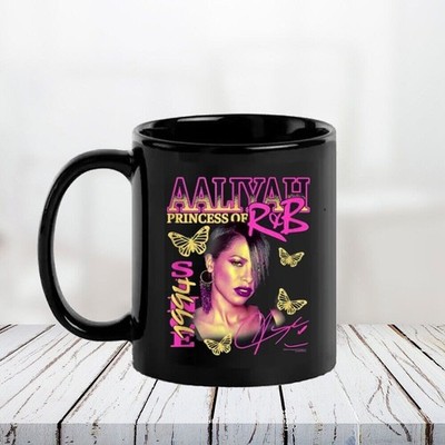 Aaliyah Princess Of R&B Vintage 90s Graphic Ceramic Coffee Mug Black 11oz 