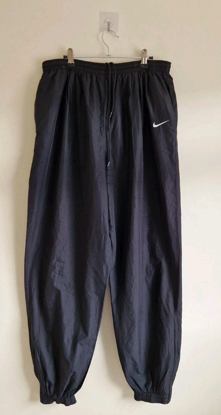 90s Nike Softshell Pants Vintage Mens Track Pants 2XL XXL Black Mesh Lined Sport