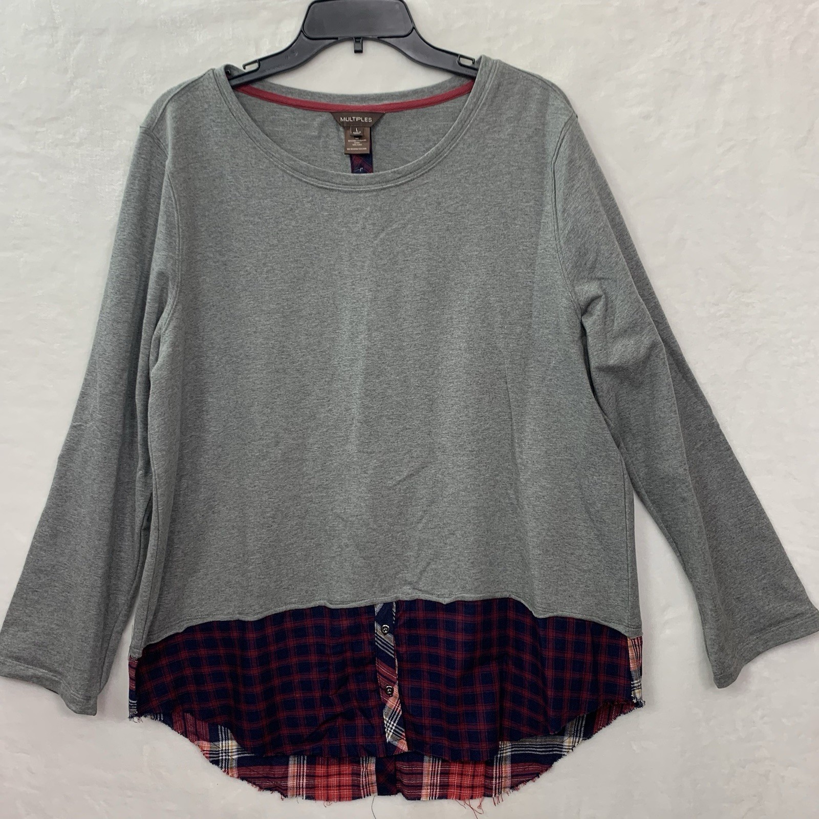 Multiples Woman's Size Large Gray Button Back Top… - image 1