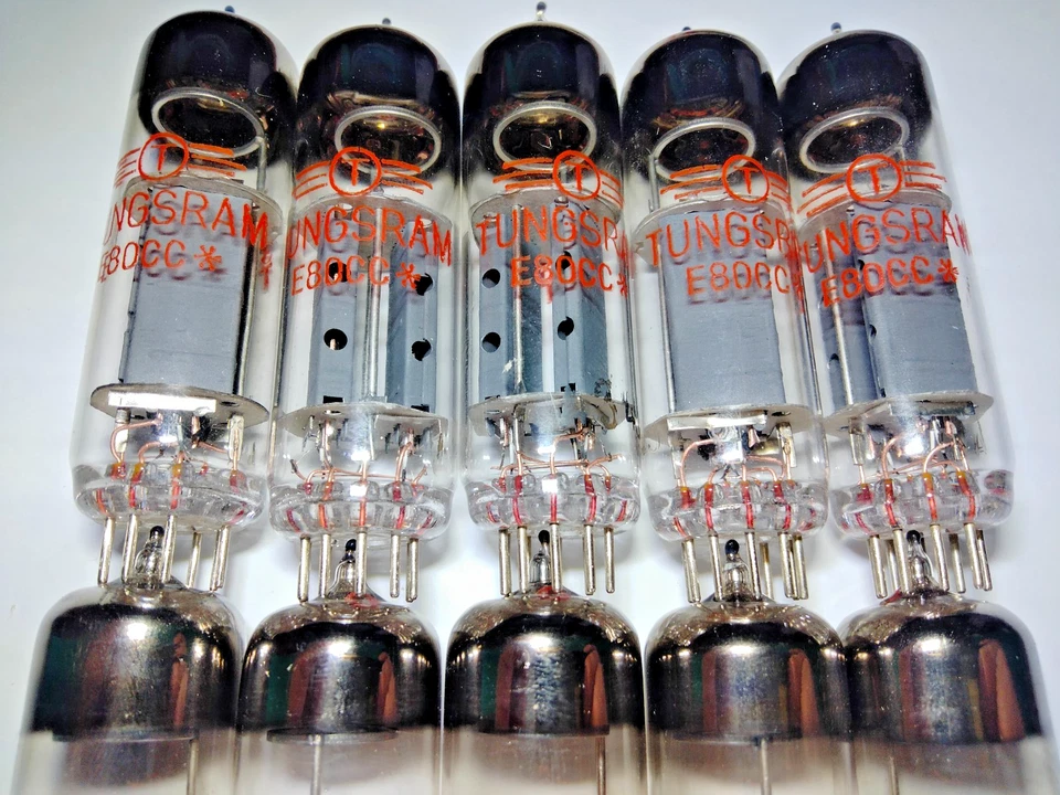 10 ШТ. Маленькие Использованные Лампы Tungsram E80CC, Красный Номер, O-GETTER ТОТ ЖЕ КОД - Изображение 2 из 4