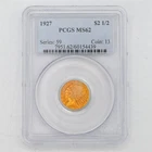 1927 $2.50 INDIAN HEAD US MINT 90% GOLD COLLECTIBLE COIN PCGS CERTIFIED MS62