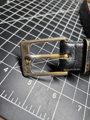 Saint Laurent Black Leather Men\'s Belt with Silver YSL Logo Saint Laurent Men main image 4