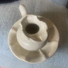 McCoy USA Pottery Small Pitcher Wash Basin Bowl Beige Brown Speckled -Grape Vine