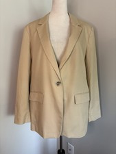 LOFT NWT Beige Blazer Jacket Single Button Spring 2025 Lined Pockets Size 12