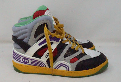 Gucci Basket High Top Lace-Up Sneakers Multicolor Men's Size 6.5 US 7.5