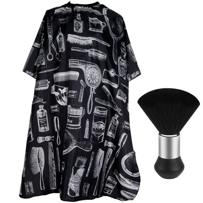 Professional Hair Cutting Cape with Neck Duster Brush, Salon Barber Cape,