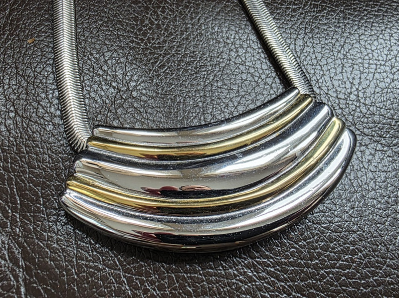 Vintage Napier choker necklace in silver tone with gold tone accent