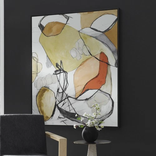 Uttermost 32389 Charcoal Improvision 60" x 50" Framed Abstract - MultiColor - Picture 2 of 3