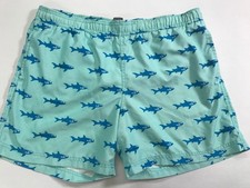 Maui and Sons Men's Light Blue with Shark Print Board Shorts Trunks Size M