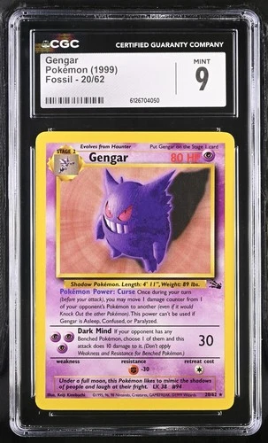 CGC 9 MINT Gengar 1999 Fossil 20/62 Pokemon Card