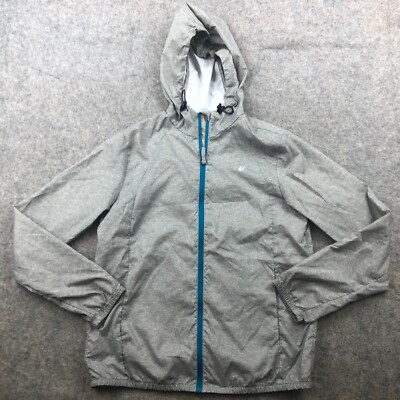 ASICS Jacket Womens Medium Gray Full Zip Running Reflective Hiking Outdoors