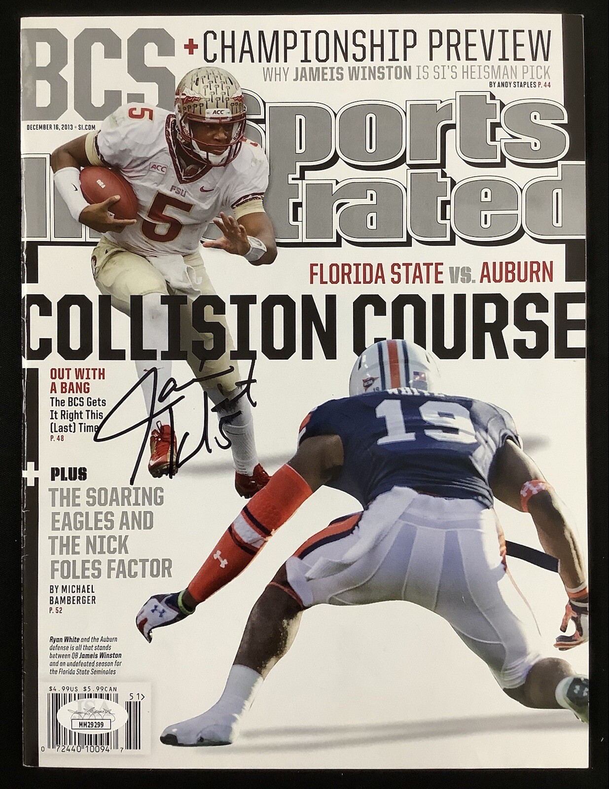 Jameis Winston Autographed Signed Florida State Seminoles Sports Illustrated 12/18/13 No Label Seminoles Auto JSA 