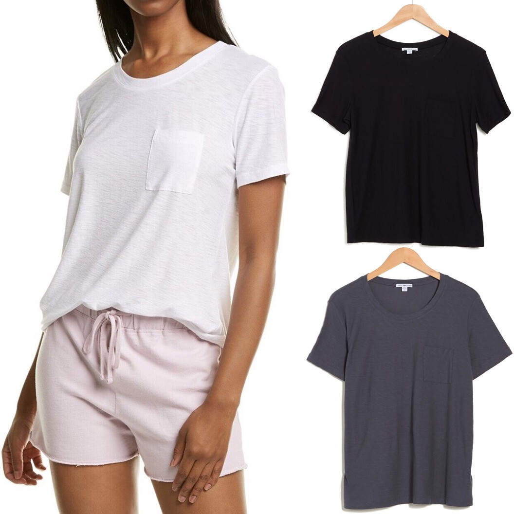 「JAMES PERSE」ストレッチスーピマコットンジャージー James Perse Women's Top Cotton Modal Slub Jersey Crew Neck