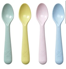 IKEA Kalas Kids Plastic Spoon Multi-Color Tableware 4 Pack New