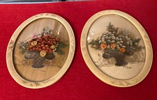 1950'S DRIED FLOWERS WALL ART IN CONVEX GLASS