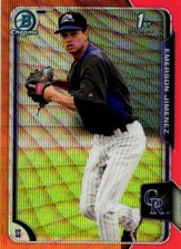 2015 Bowman #BCP12 Emerson Jimenez Chrome Prospects Orange Wave Refractors