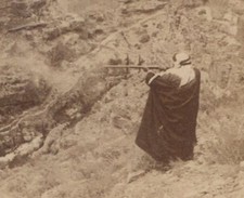 MAN HUNTING WITH LONG GUN, PALESTINE. STEREOVIEW.