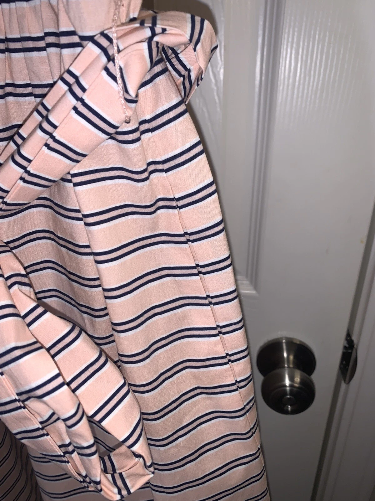 VETEMENTS Abito casual 1901 rosa blu navy a righe con cintura manica ad aletta aderente e svasato taglia 8