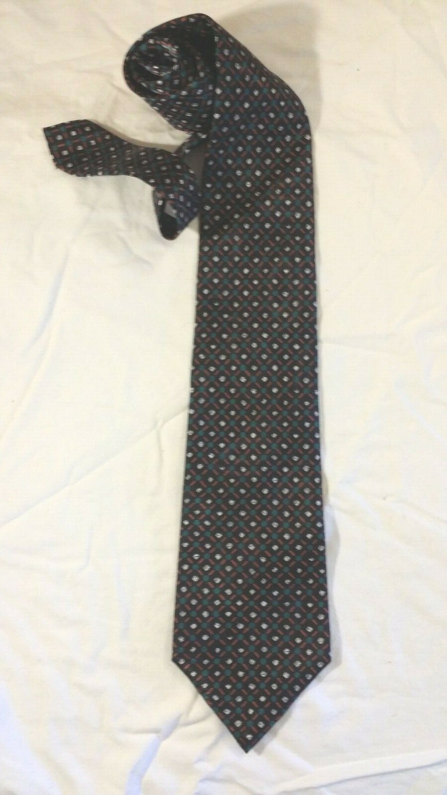 Men's Christian Dior Black Multi-color Geometric 100percent Silk Tie VTG NWOT RARE image 3