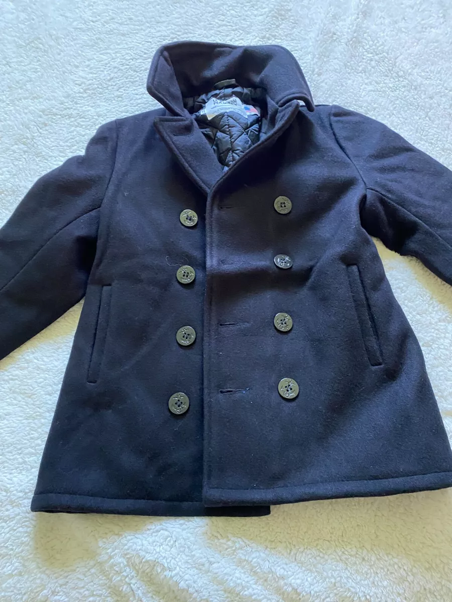 U.S. 740N Pea Jacket by Schott NYC Women Double Breasted Coat Black Size 8