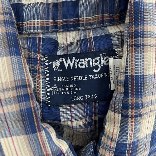 Wrangler Vintage Western Shirt Size 15 Medium Cowboy Rodeo Farm Blue Pearl Snaps - Picture 7 of 7