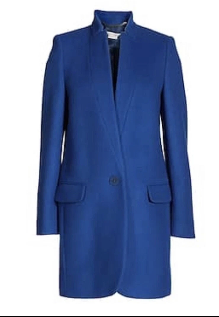 Stella McCartney — Stella McCartney Iconic Bryce Melton Wool Coat Mid Length Petrol Blue US 2 IT38