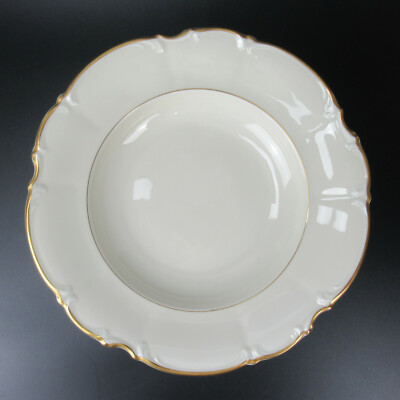 Hutschenreuther Porzellan Suppenteller Serie Sylvia Elfenbein Goldrand 24,5cm